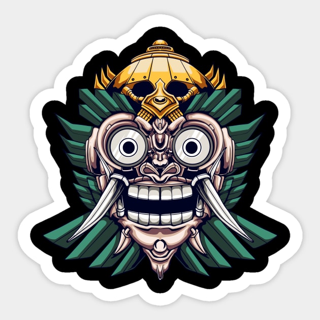 mecha barong face robot illustration Sticker by Invectus Studio Store